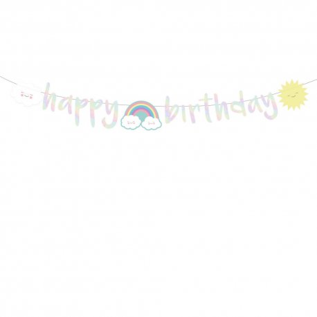 Banner decorativ pentru petrecere -180 x 13 cm, Happy Birthday Curcubeu & Nori, 9902107, 1 buc