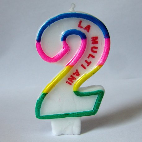Lumanare aniversara pentru tort, Cifra 2 cu mesajul "La multi ani!", Radar LMA2, 1 buc