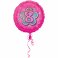 Balon folie aniversare cifra 8 sfera cu floricele roz 43 cm