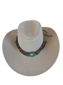 Palarie cowboy deluxe cu snur si banda